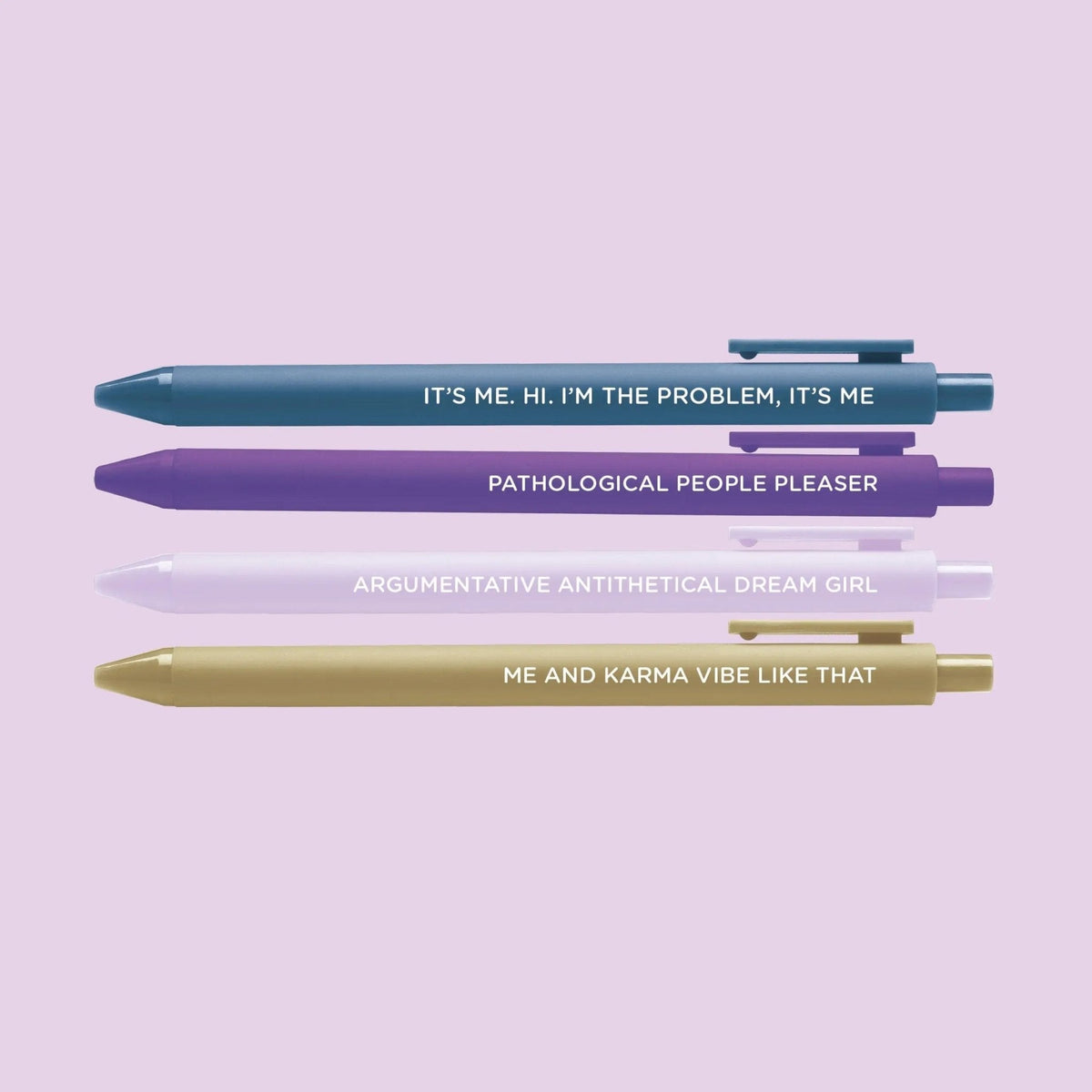 Midnight Musings Pen Set close-up — 0.5mm fine point gel pen set for the desk by indie artist MangoIllustrated