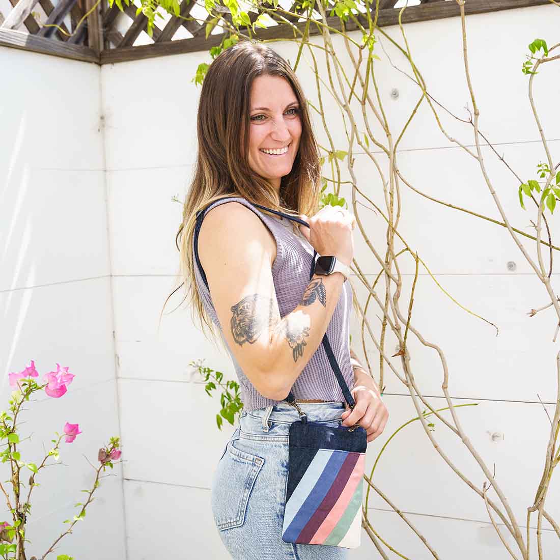 Mini Denim Crossbody - Summer Stripes - Malia Designs