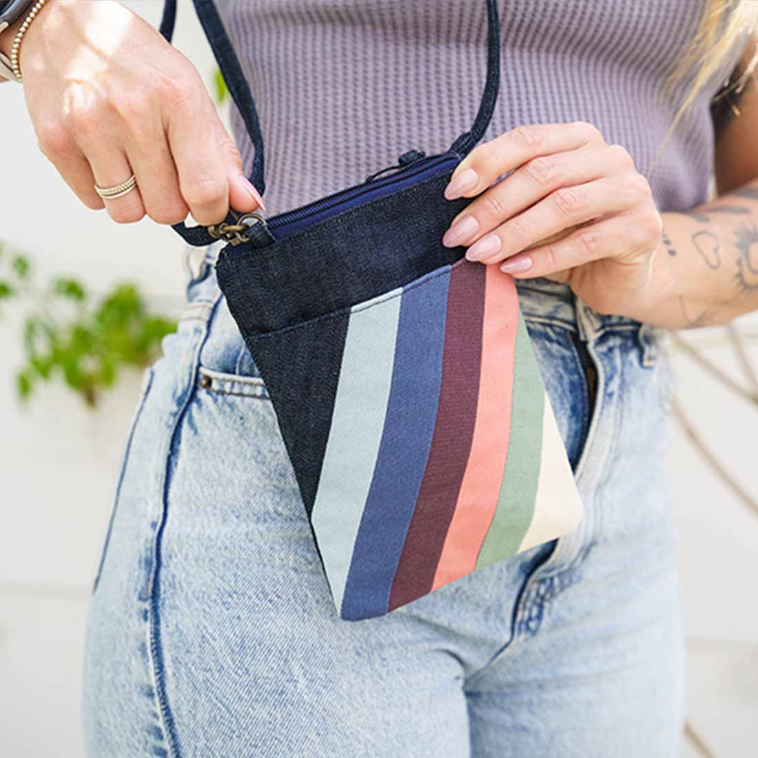 Mini Denim Crossbody - Summer Stripes - Malia Designs