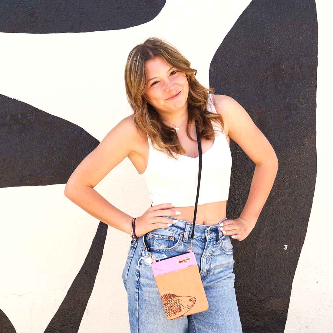 recycled phone crossbody - orange