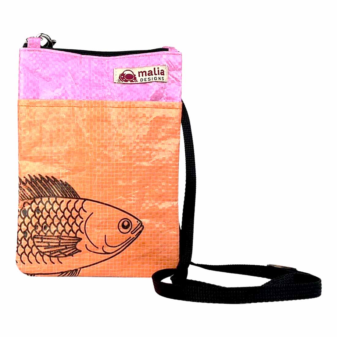 recycled mini phone crossbody - orange