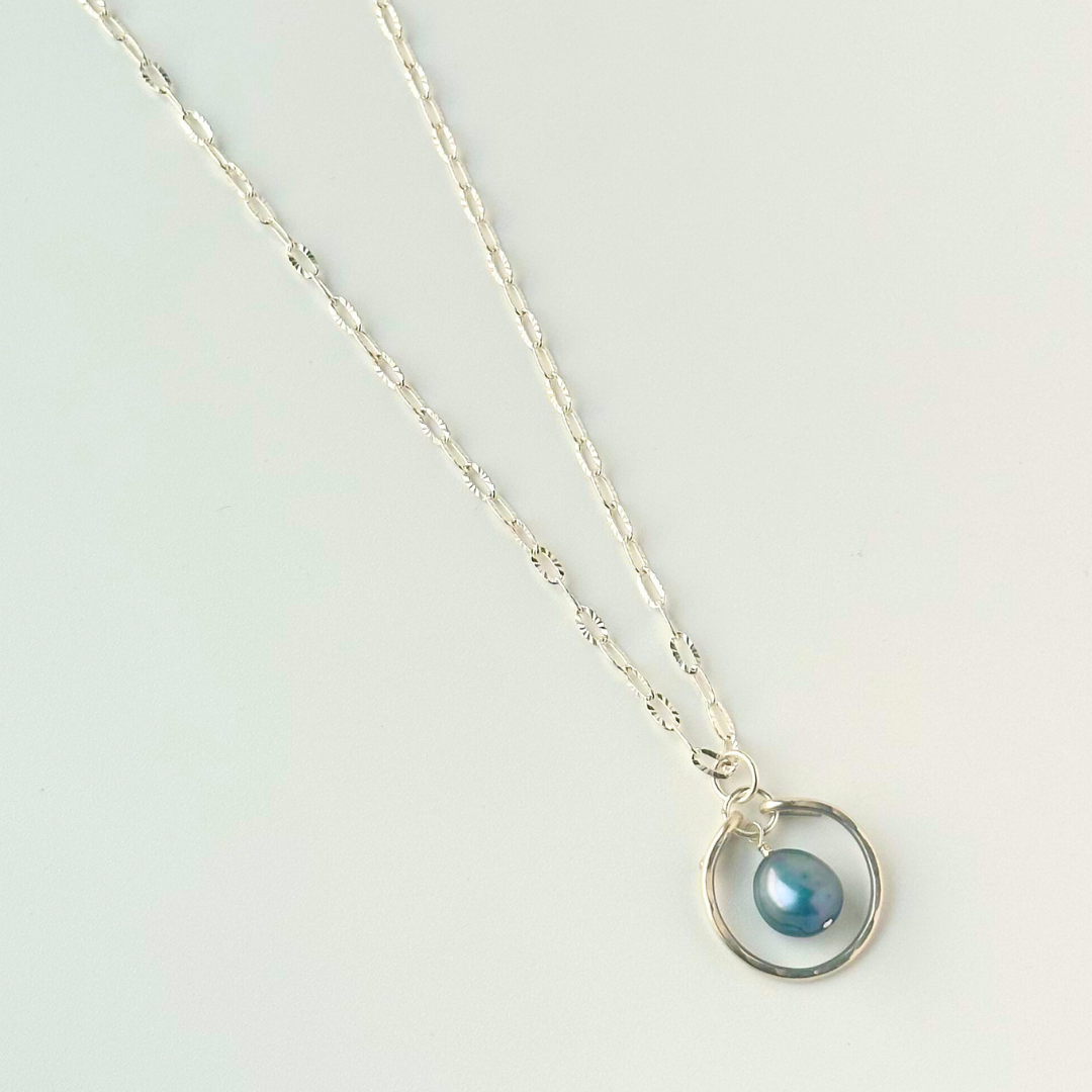 Mini Blue Pearl Goddess Necklace