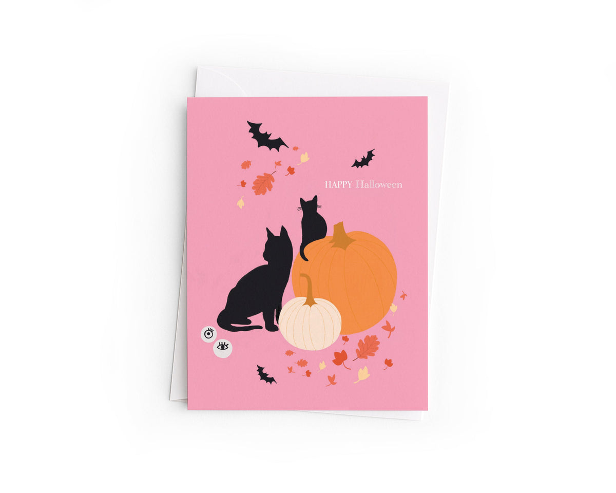 Halloween Card | Black Cat Halloween Card | Pumpkin Cat Card