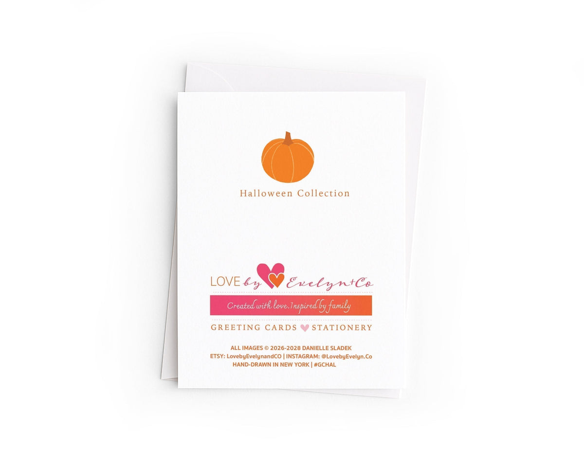 Hand-Drawn Halloween Trick-or-Treat Card | Girls in Costumes