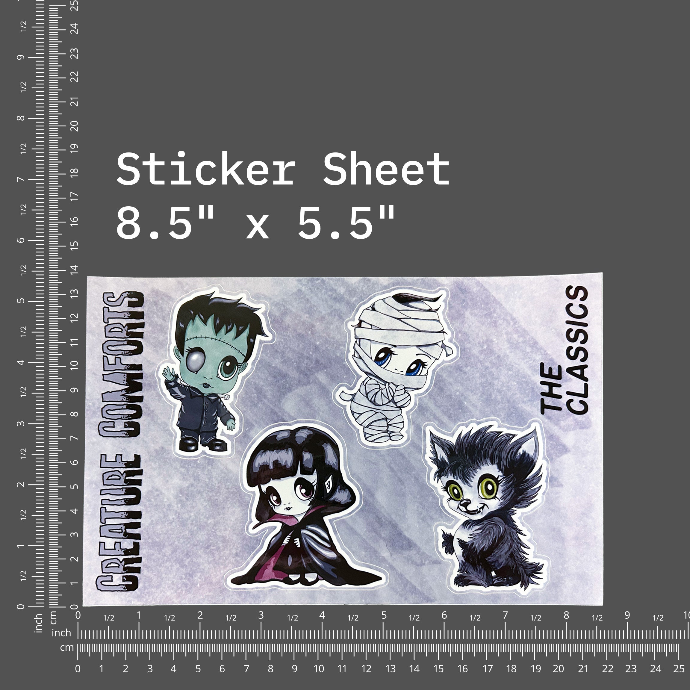 Cute Little Classic Monsters of Horror Sticker Sheet