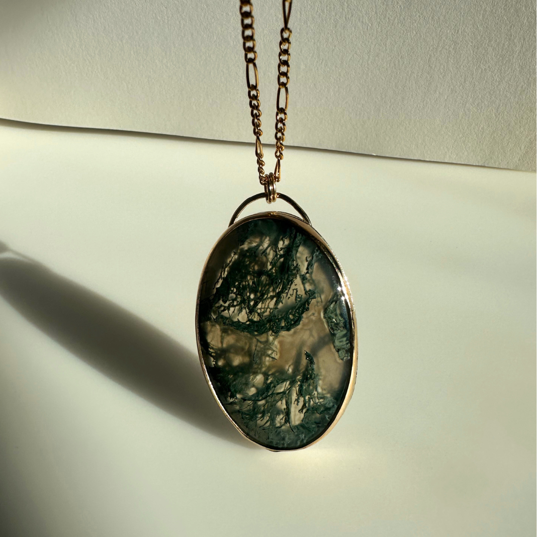 Gold Filled & Moss Agate Pendant