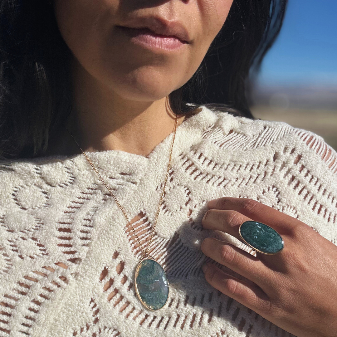 Gold Filled & Moss Agate Pendant