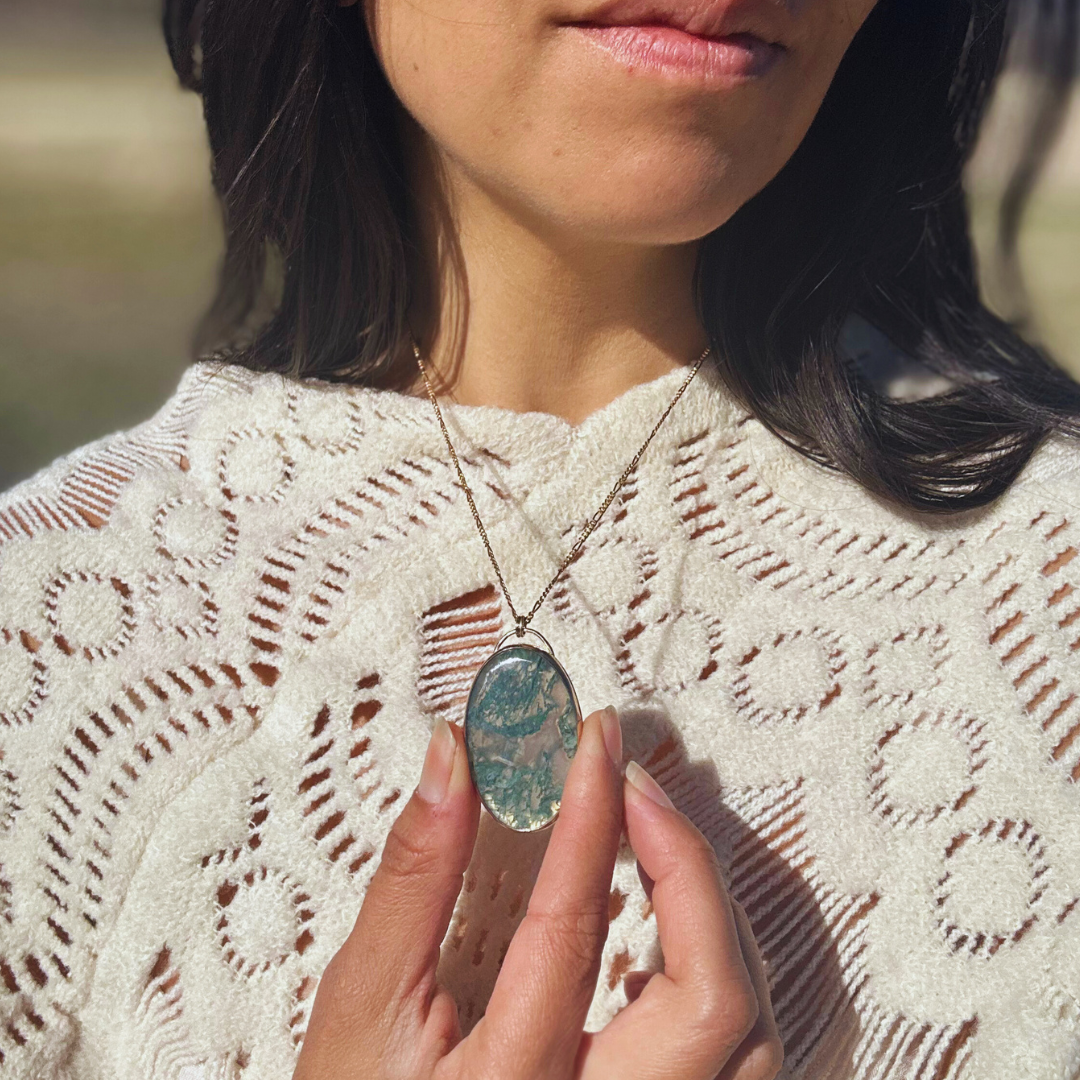 Gold Filled & Moss Agate Pendant