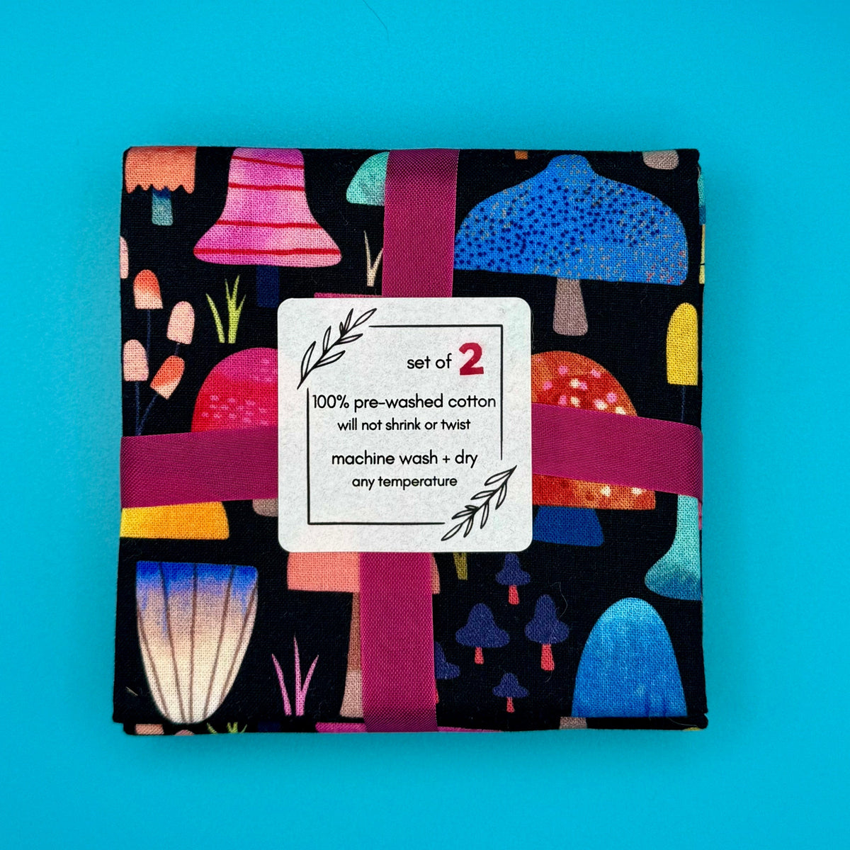 100% Cotton Napkins - Set of 2 - Mushrooms