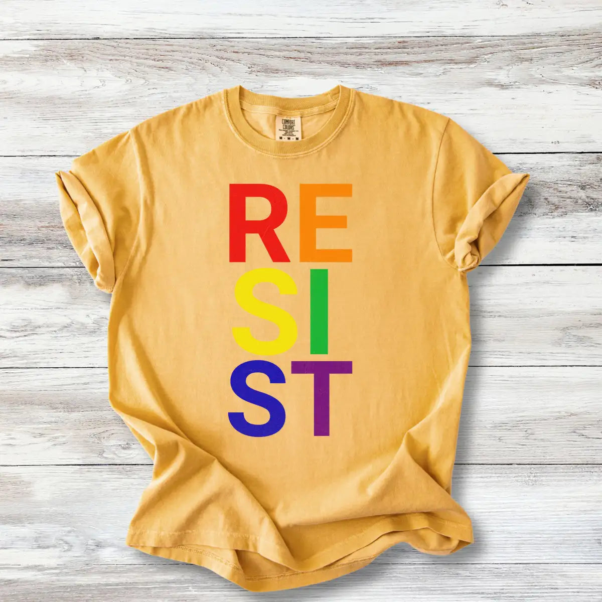 RESIST T-Shirt - Bold Activism Tee for Progressives, Rainbow and Solid Colors