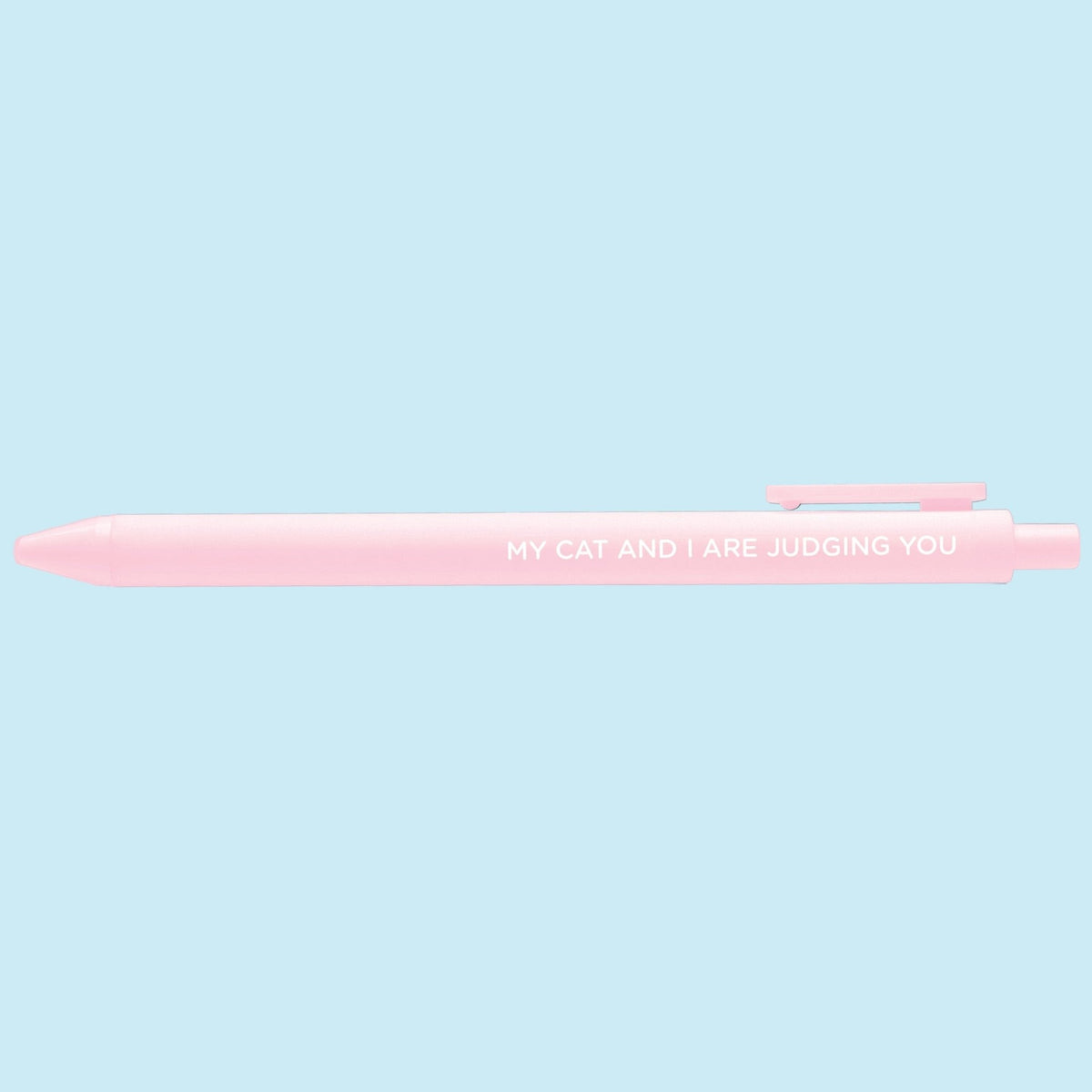 My Cat and I Are Judging You pen detail — cat lover gift pen by MangoIllustrated