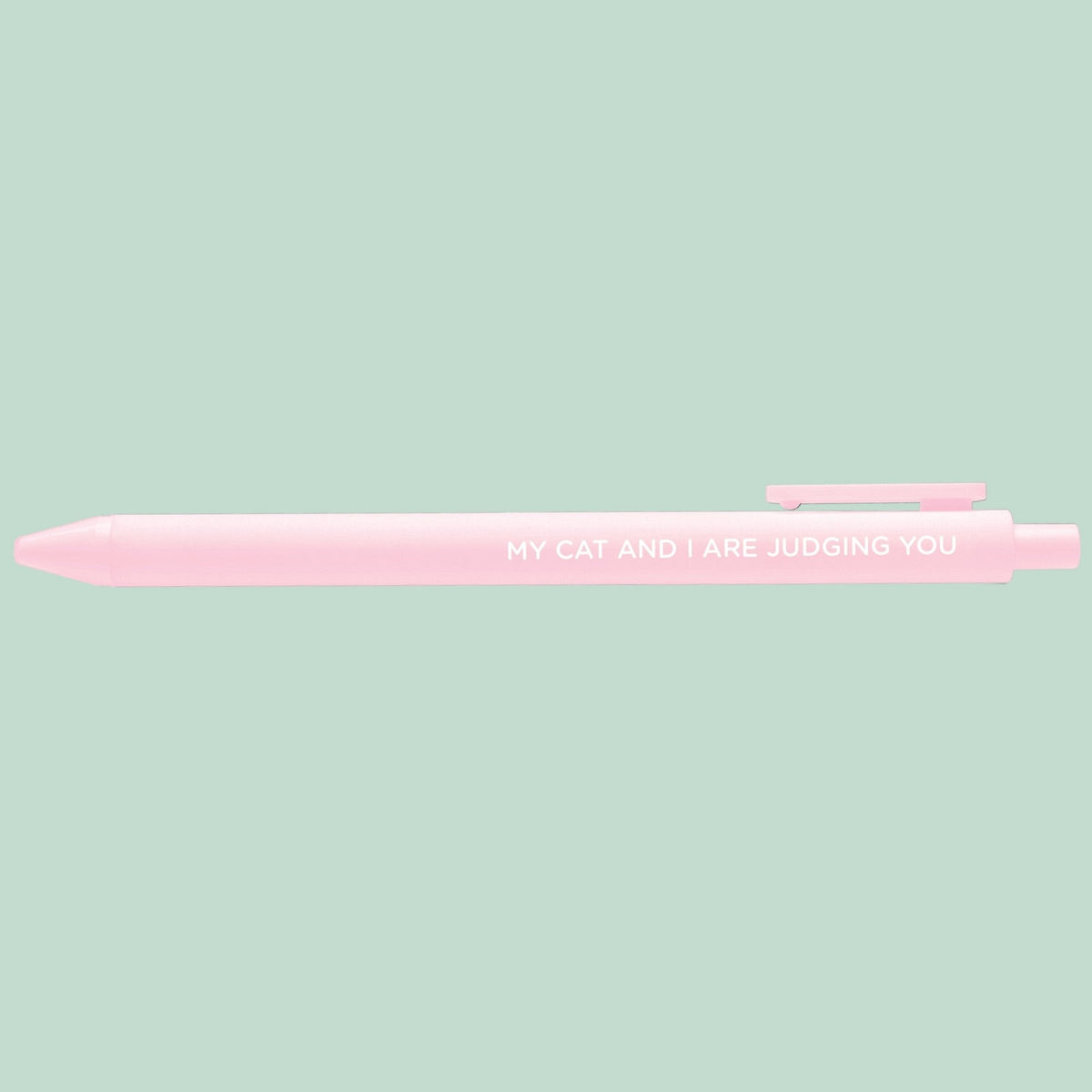 My Cat and I Are Judging You pen close-up — funny cat pen by indie artist MangoIllustrated