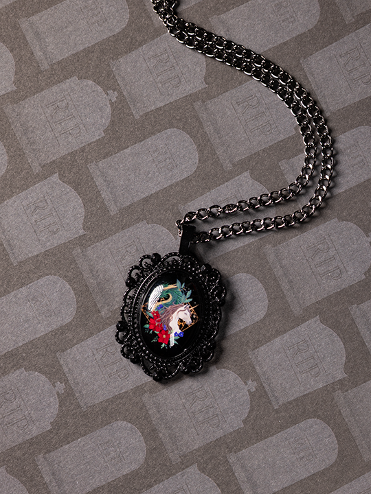 Dragon & Unicorn Necklace with Hand-Painted Acrylic Painting