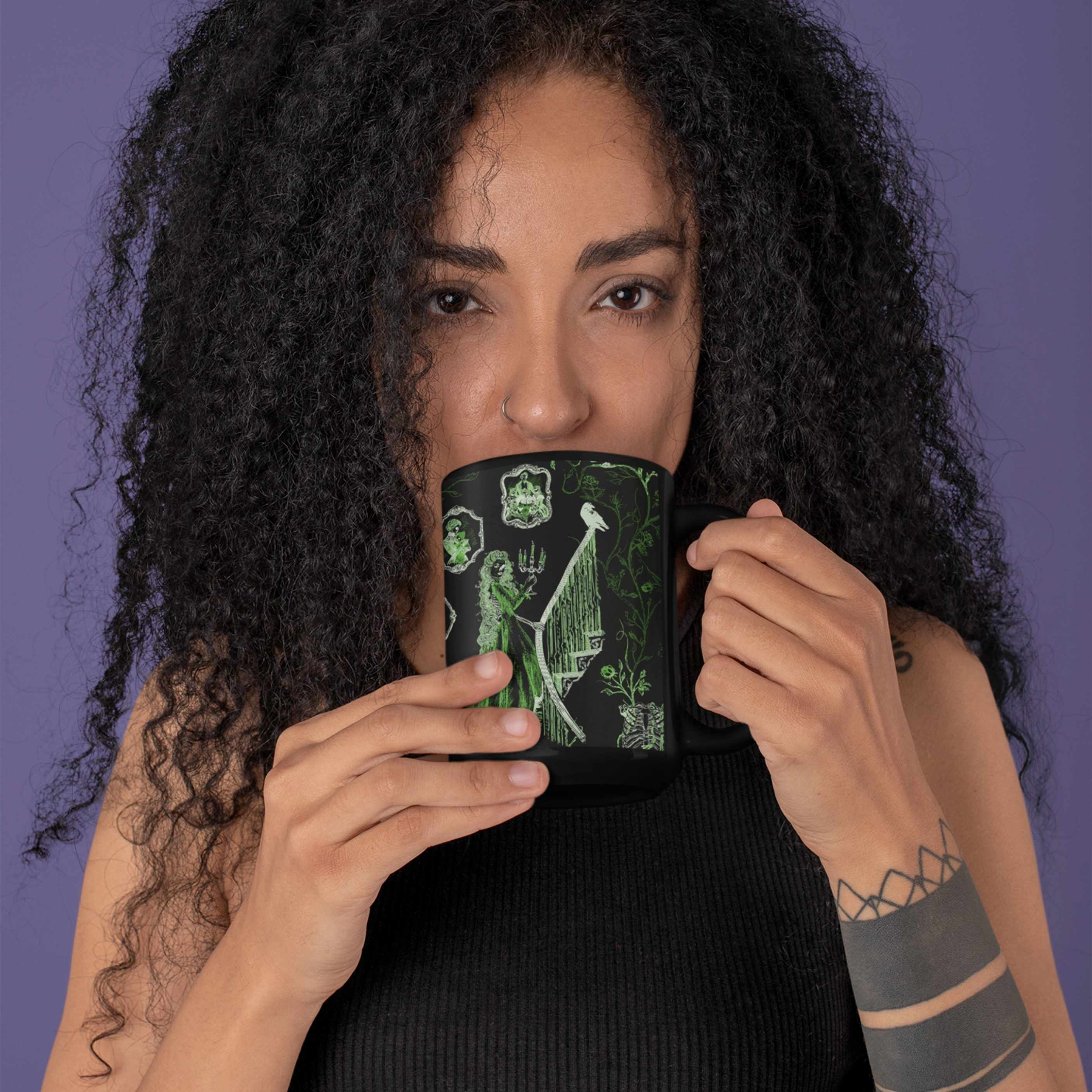 Domestic Zombie Toile Mug, Neon Green