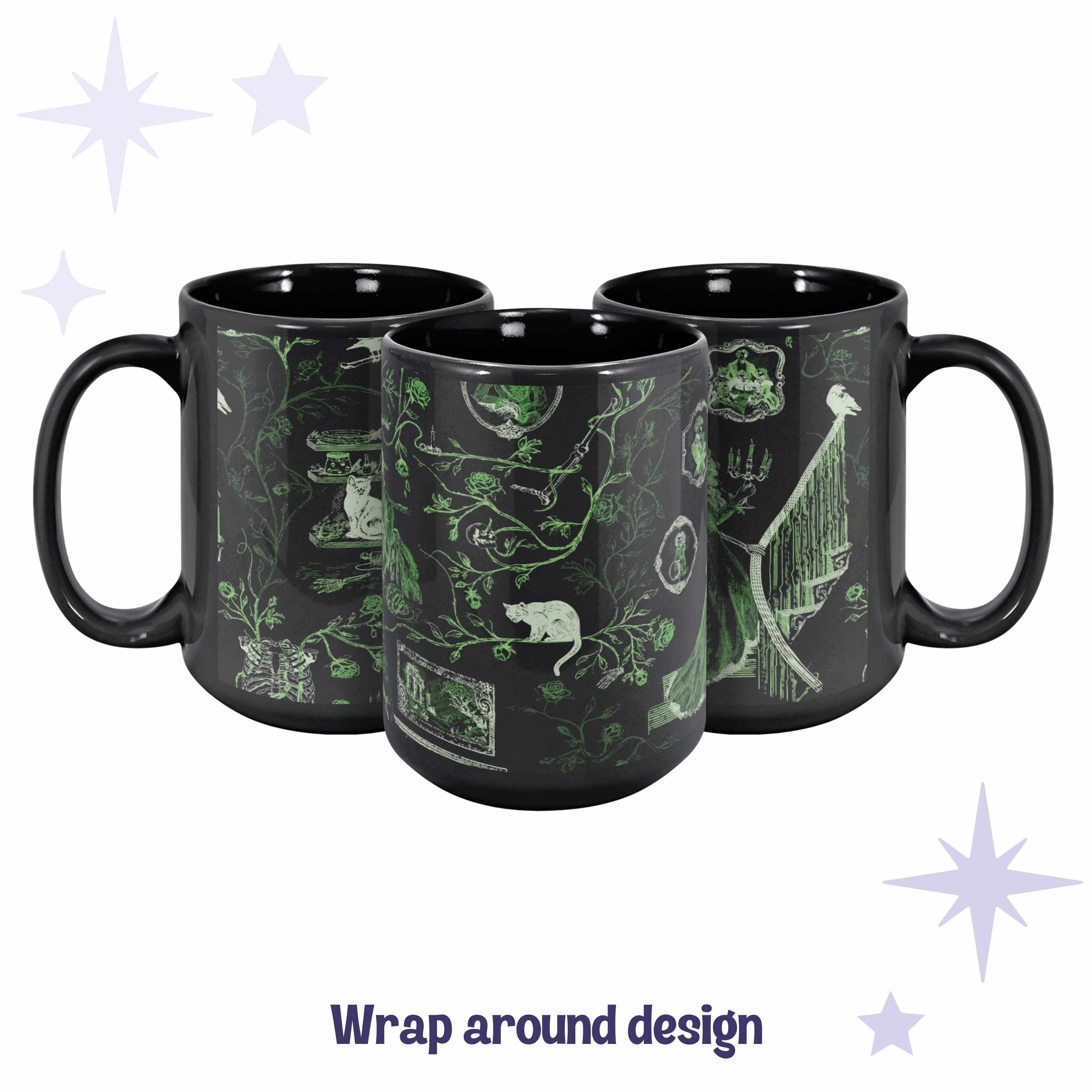 Domestic Zombie Toile Mug, Neon Green