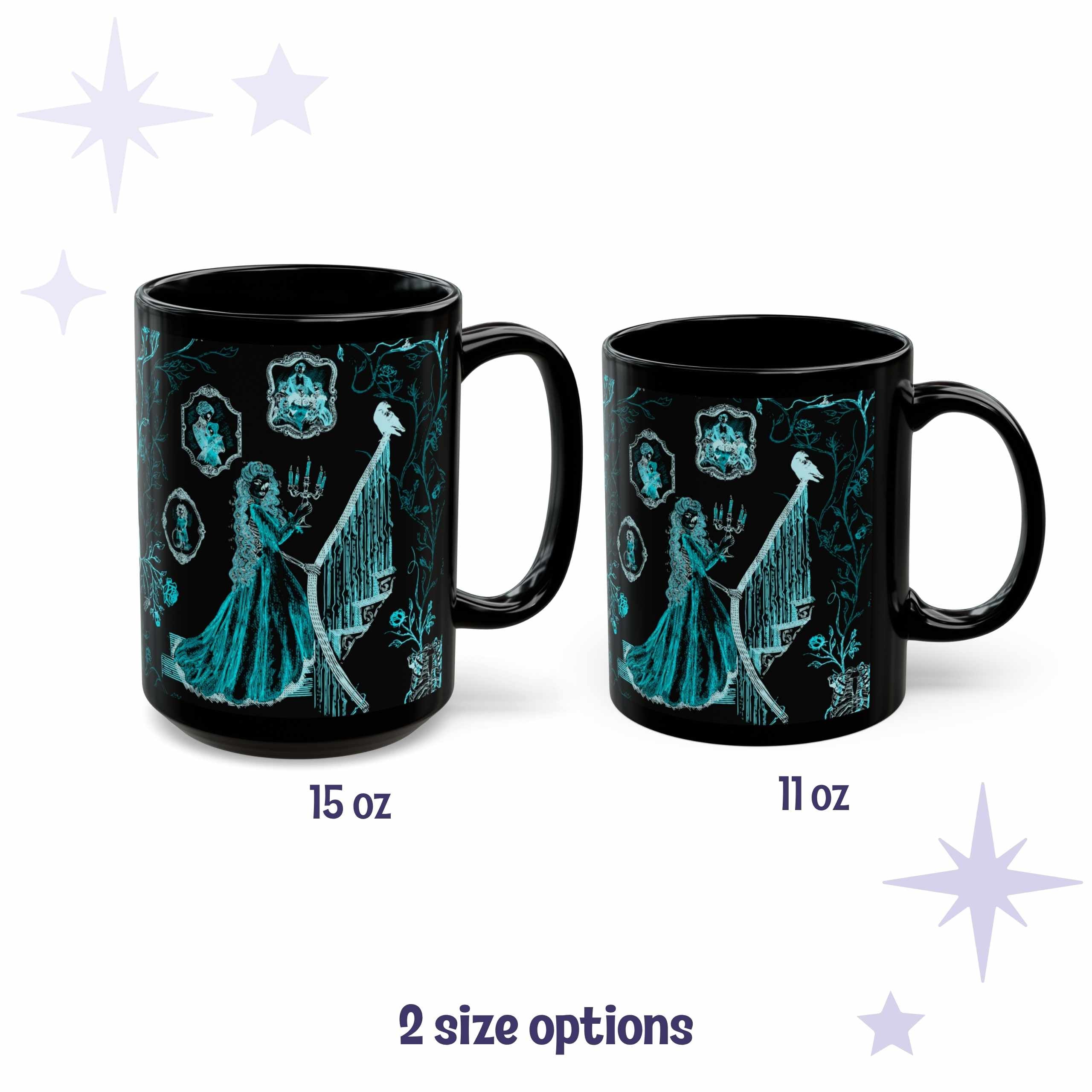 Domestic Zombie Toile Mug, Neon Cyan