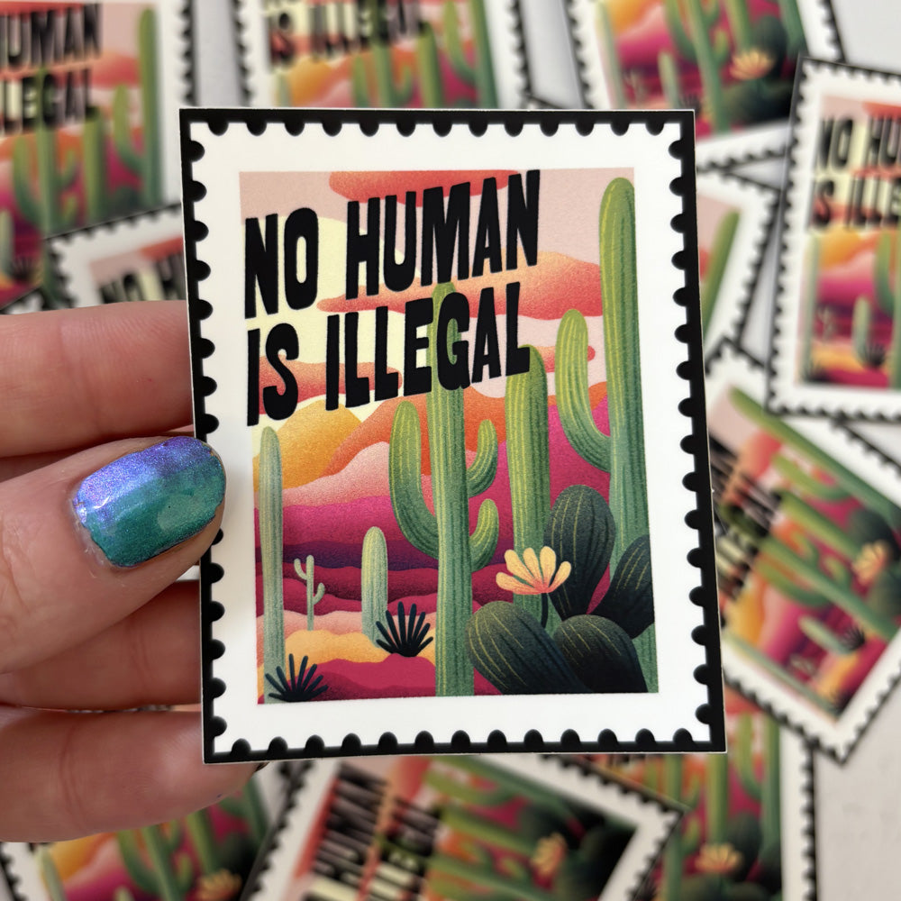 Sticker with cactus design and &