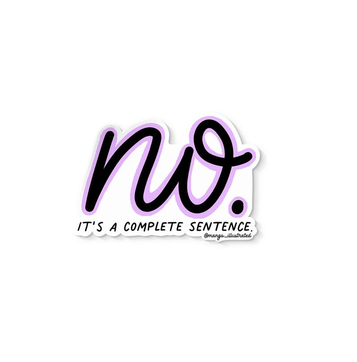 No sticker flat lay — 3 x 3 inch waterproof vinyl boundaries sticker by indie artist MangoIllustrated