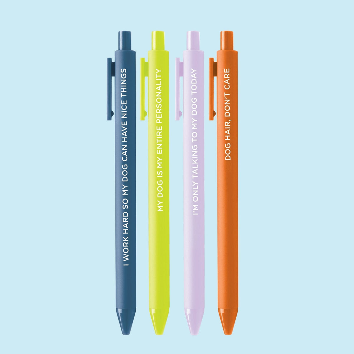 Obsessed With My Dog pen set close-up — 0.5mm fine point gel pen set for dog people by indie artist MangoIllustrated