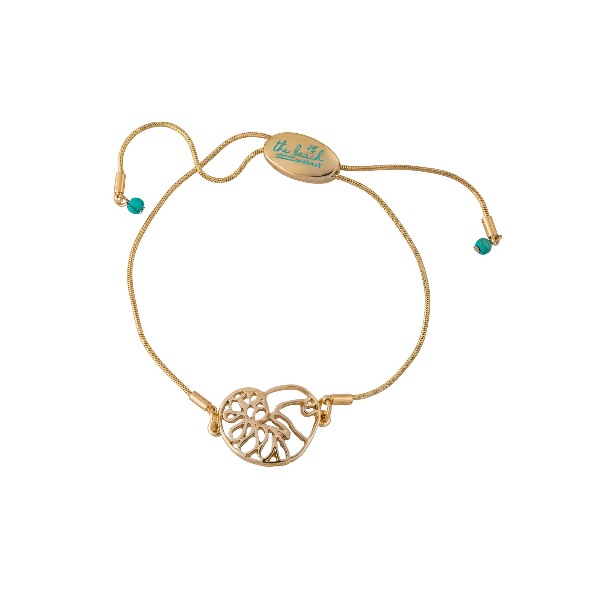 ocracoke single moon snail shell adjustable slider bracelet tbabbr0004-gold