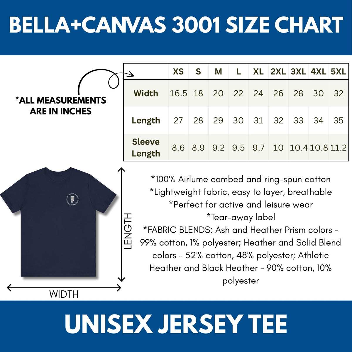 oxford-comma-unisex-crewneck-tshirt-literary-apparel-english-language-tee-grammar-top-size-chart