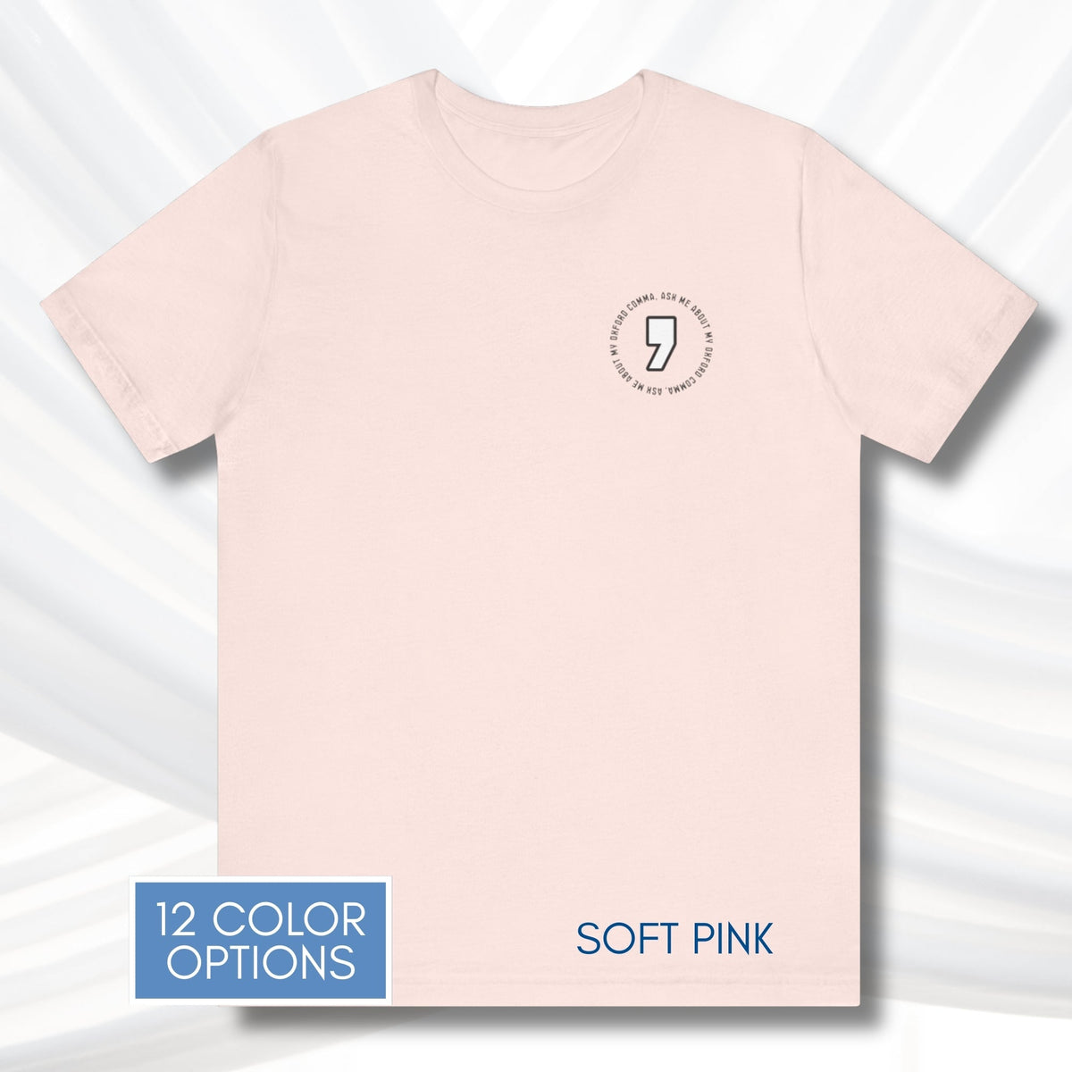 oxford-comma-unisex-crewneck-tshirt-literary-apparel-english-language-tee-grammar-top-soft-pink