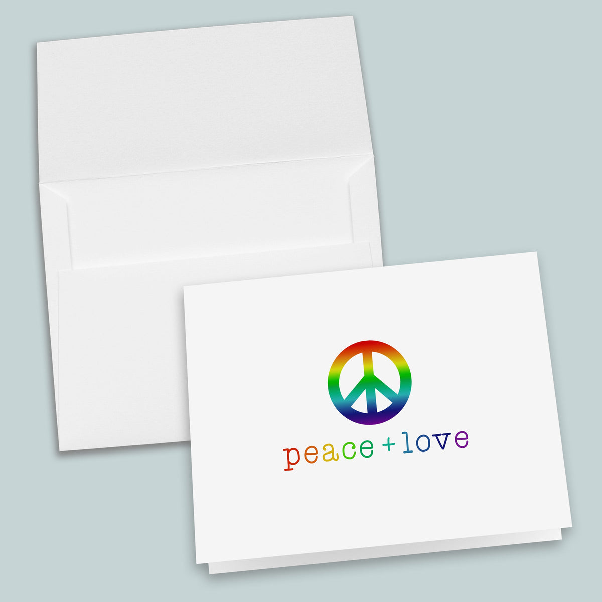 Rainbow Peace and Love Folded Note Cards - Box of 8