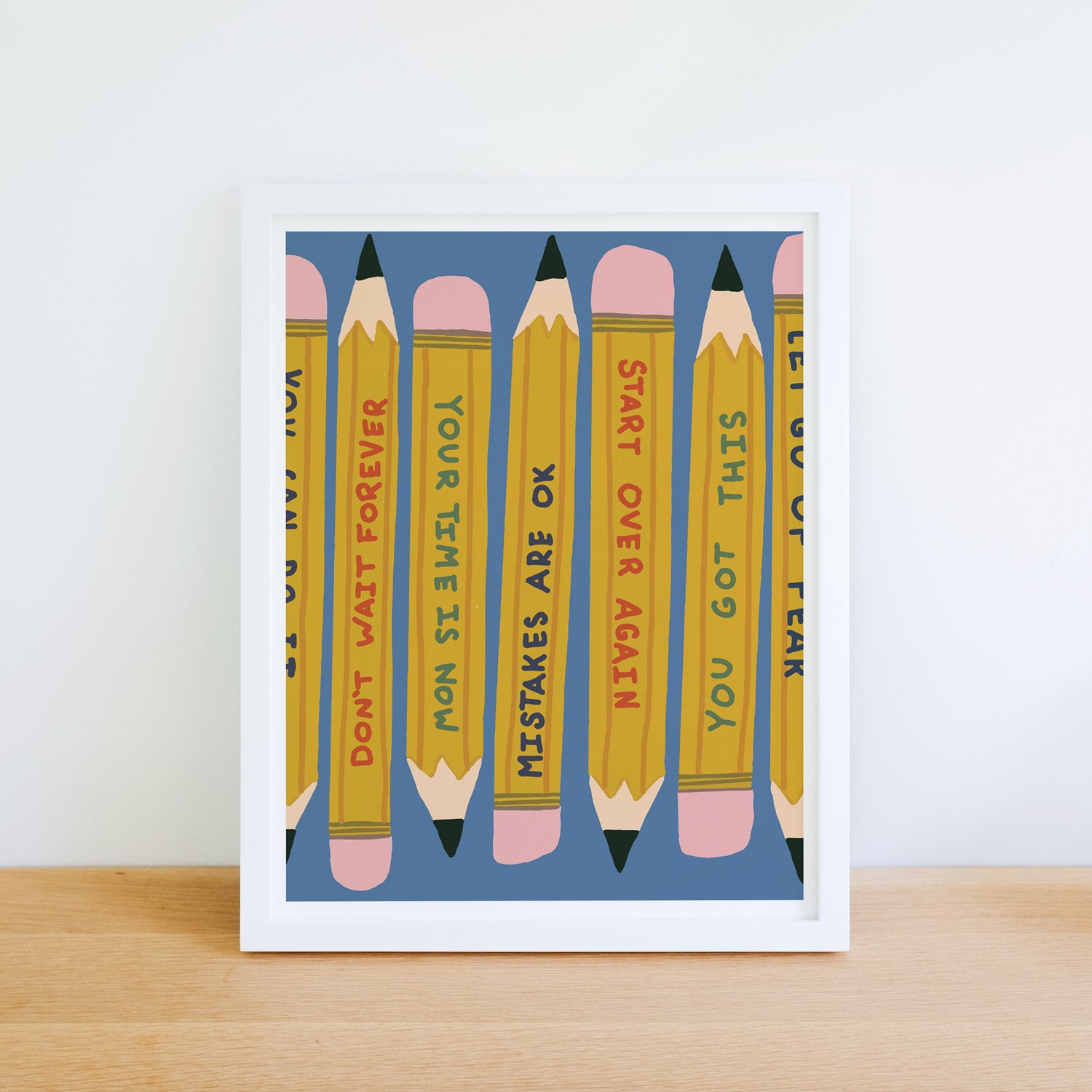 Power Up! Pencils Art Print in Blue - Small 8x10 inches
