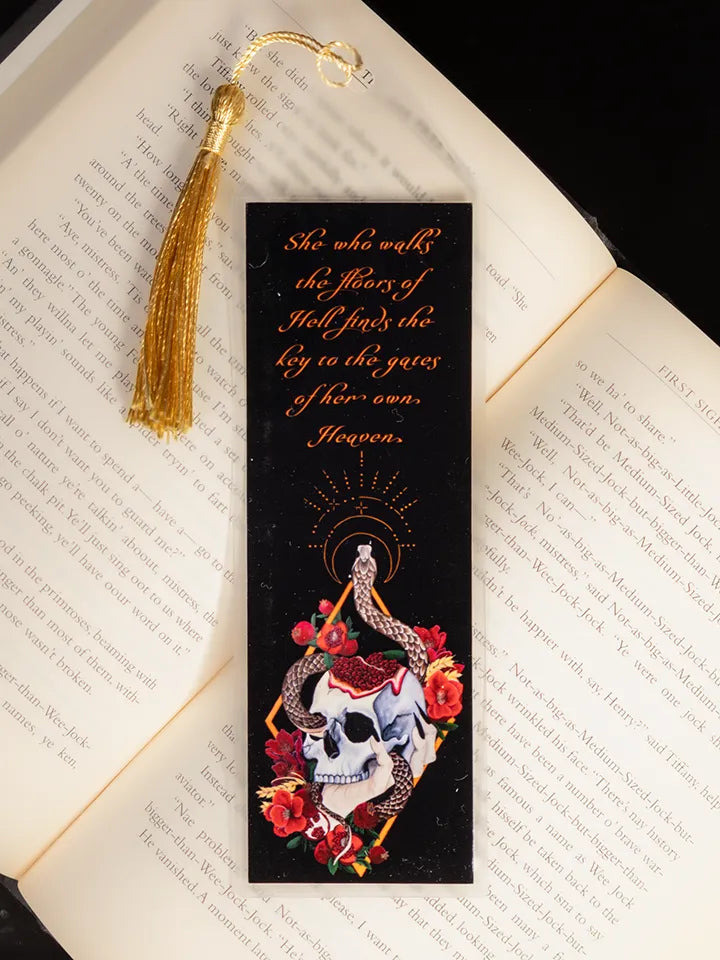Persephone Bookmark, Original Artwork Page Holder, Bookish Gothic Skull