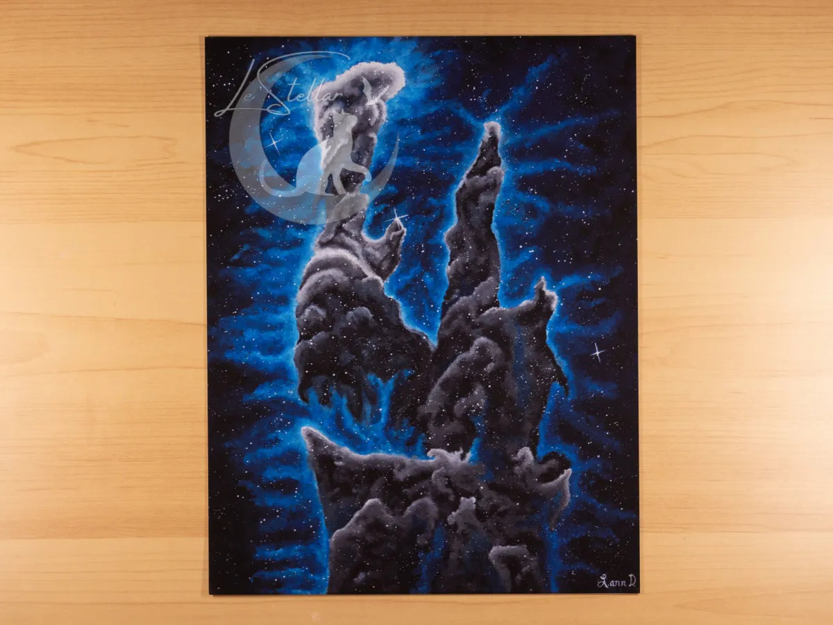 Pillars of Creation Galaxy Art Print: Original Acrylic Painting