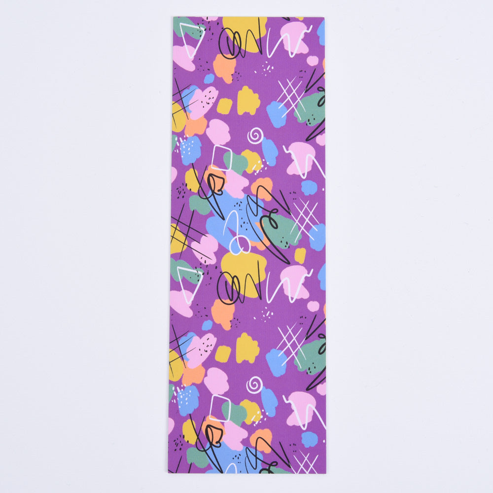 A rectangular bookmark with a vibrant pink abstract pattern.
