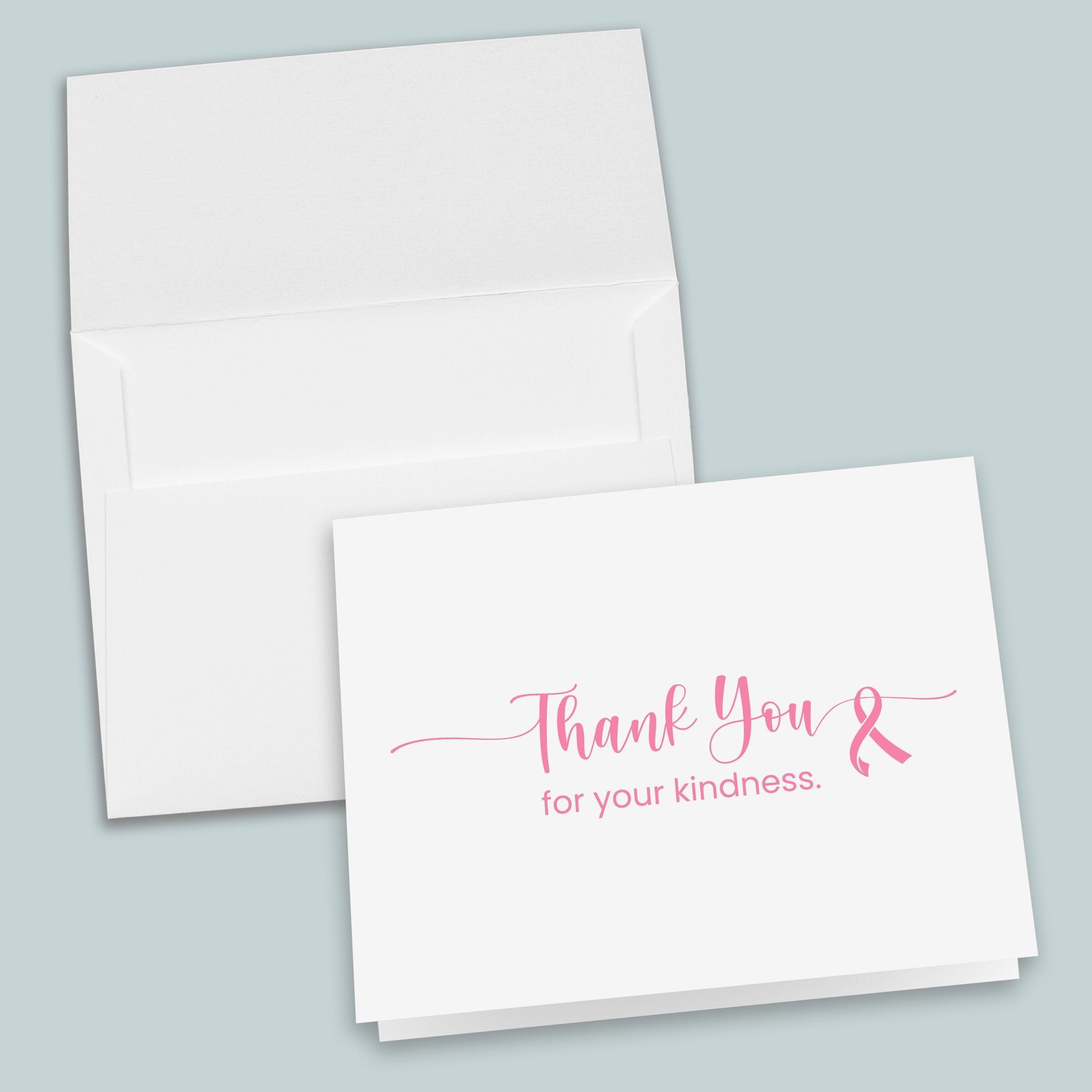 Pink Awareness Ribbon Folded Note Cards - Box of 8
