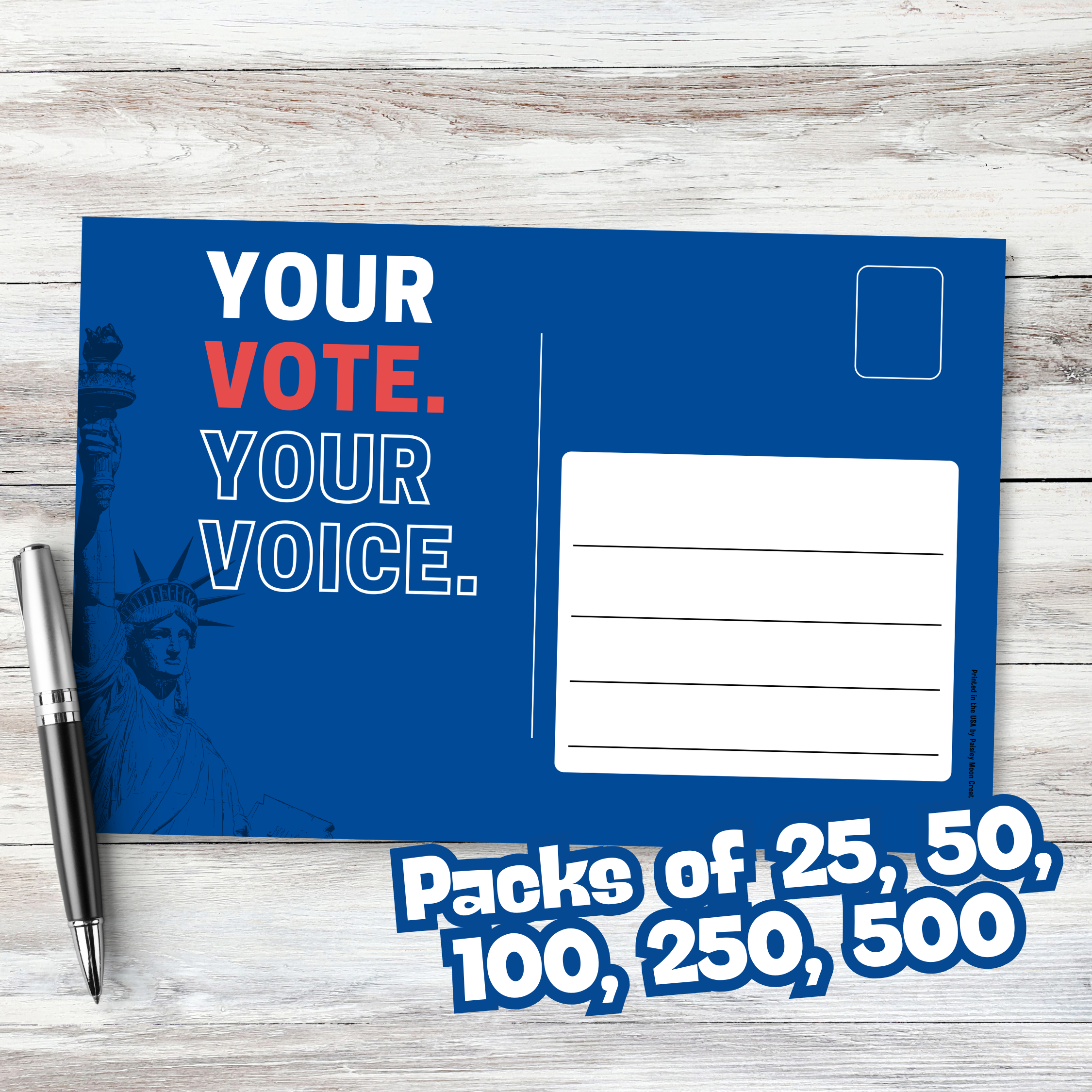 Postcard to Voters: Your Vote. Your Voice. Political Postcards