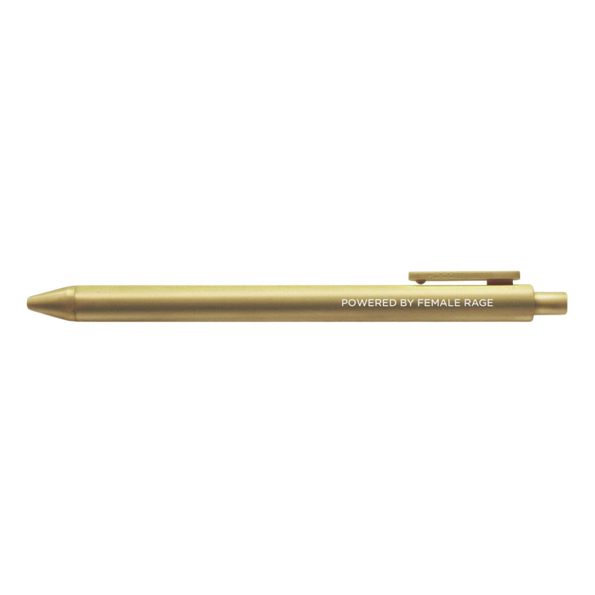 Powered by female rage pen detail — feminist desk pen by indie artist MangoIllustrated