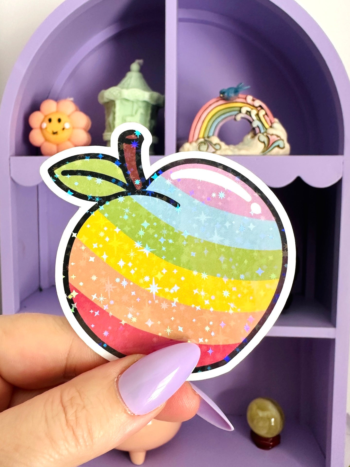 This peach is proud of the LGBTQiIA+ community so I had to make a peachy pride sticker to show off!  
You&