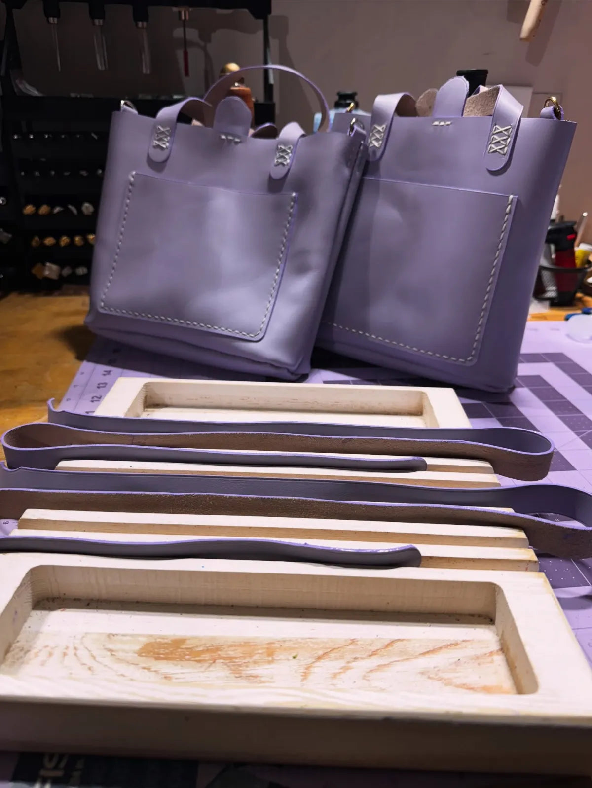 Lavender Mini Tote with Silver Hardware