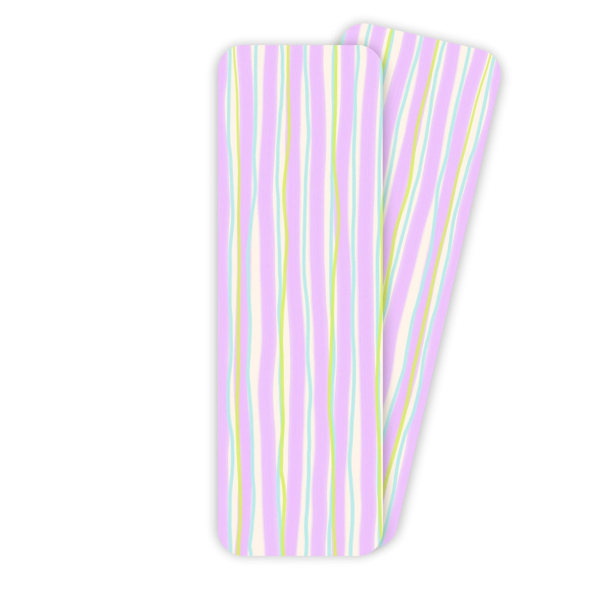 Purple Wavy Stripes Bookmark — hand drawn vertical stripes in lavender, blue, and green, 2 x 6 in soft touch matte bookmark, by MangoIllustrated
