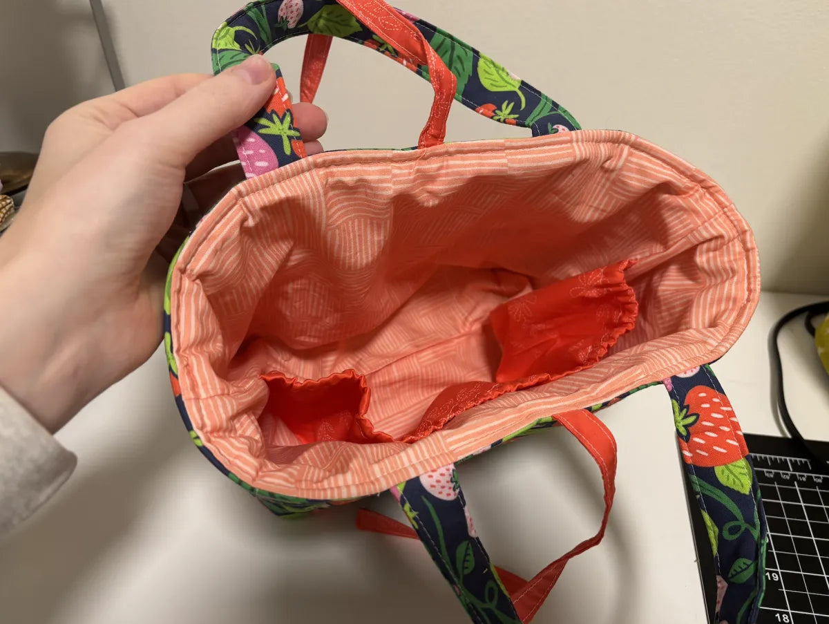 Quilted Tote Bag with Tie Closure