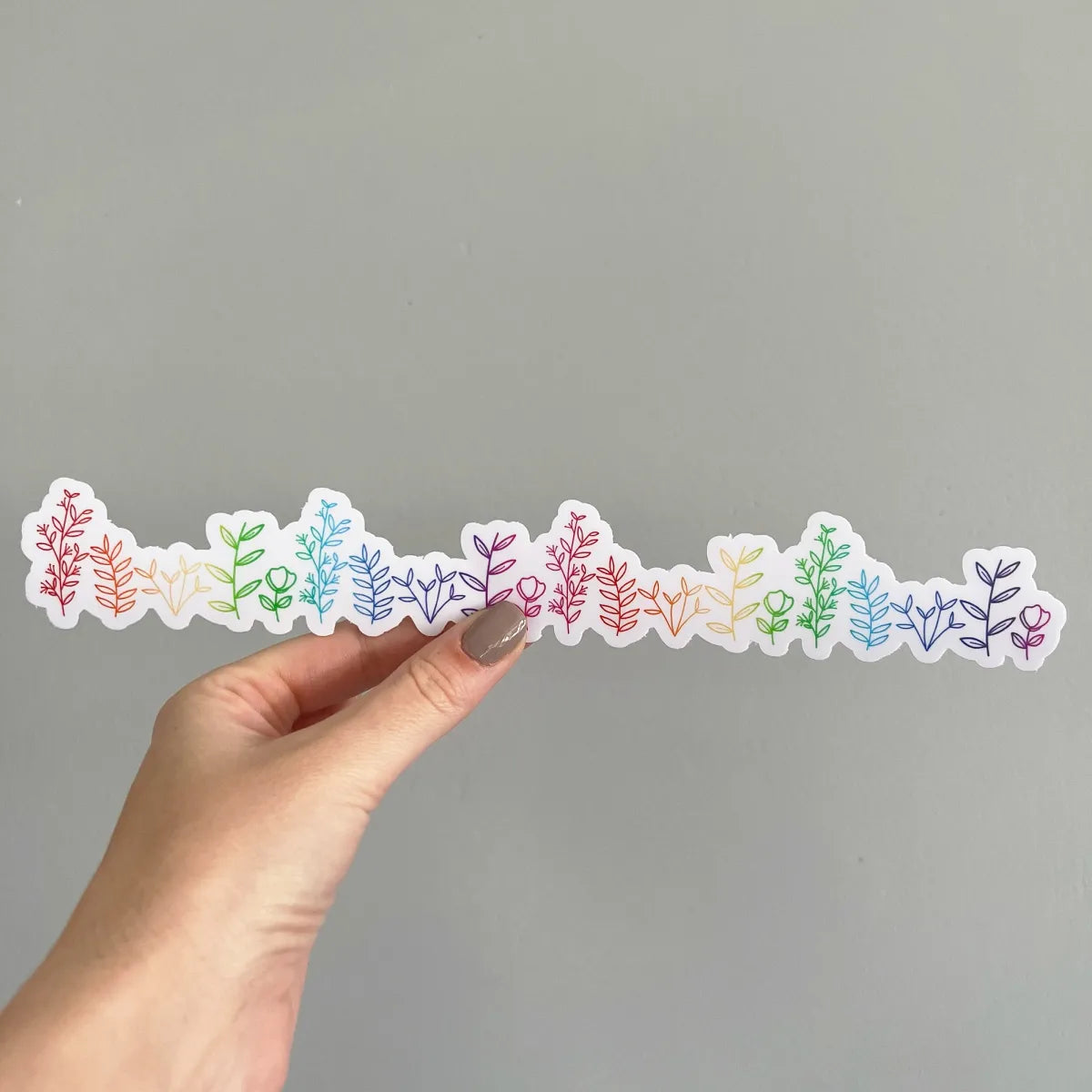 Rainbow botanical line art wraparound sticker