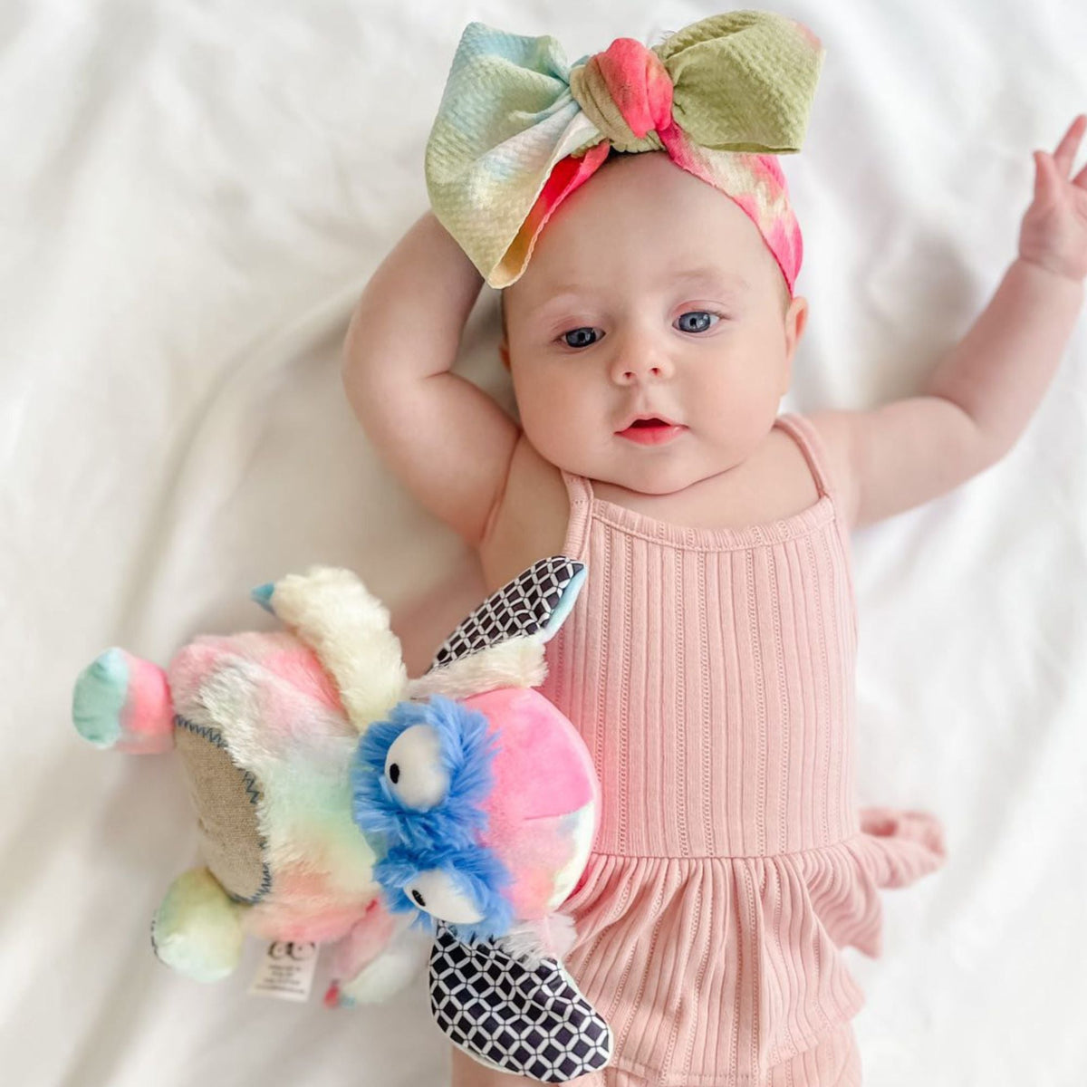 Rainbow Wobby Inklings Baby rainbow plush stuffed toy – LGBTQ inclusive pride baby gift with crinkle ears and belly rattle - cute baby girl pink