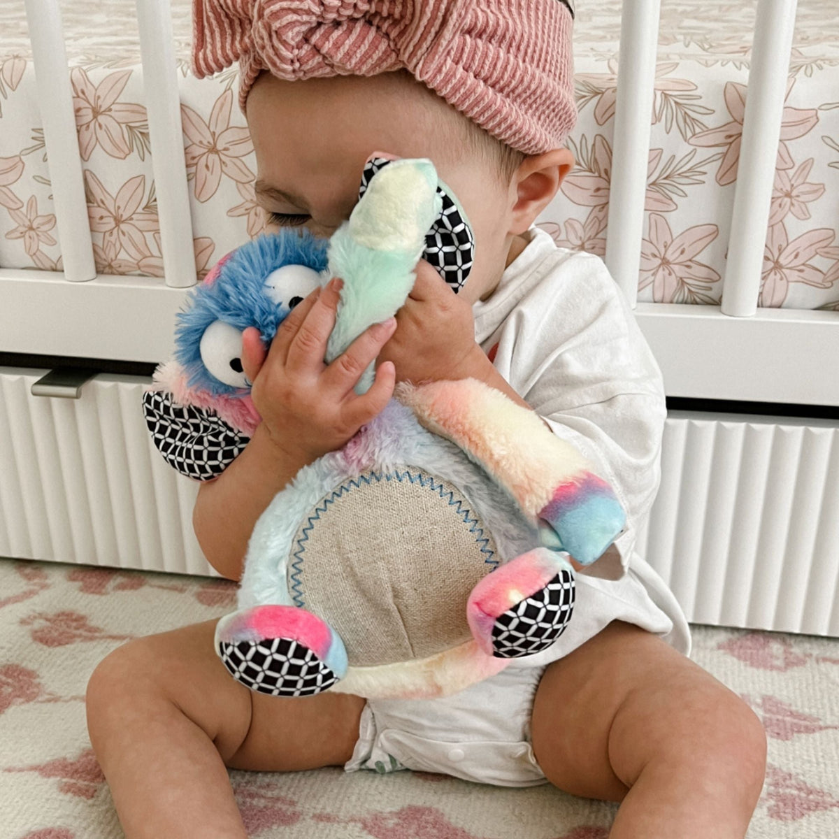 Rainbow Wobby Inklings Baby rainbow plush stuffed toy – LGBTQ inclusive pride baby gift with crinkle ears and belly rattle toddler girl snuggling