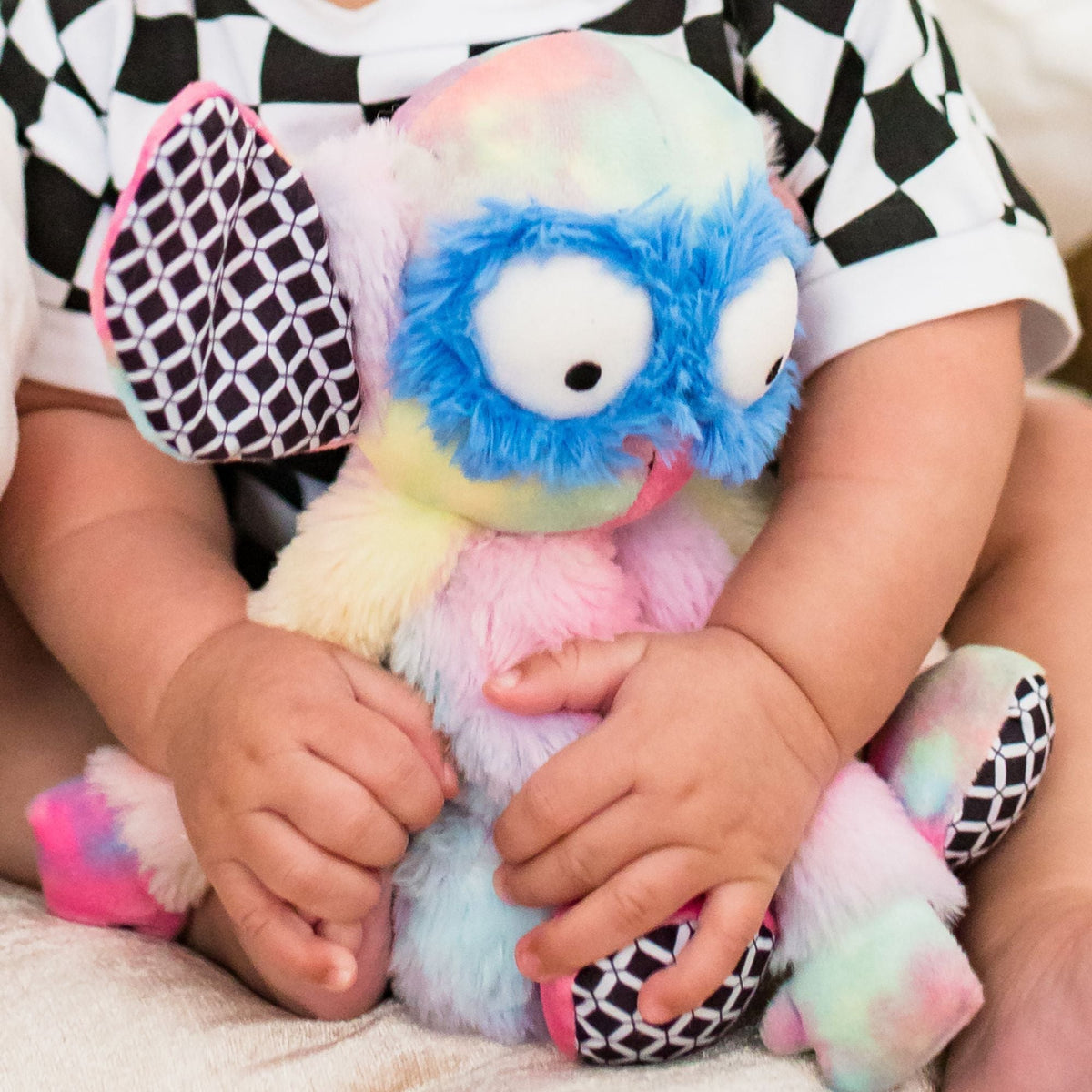 Rainbow Wobby Inklings Baby rainbow plush stuffed toy – LGBTQ inclusive pride baby gift with crinkle ears and belly rattle baby hug