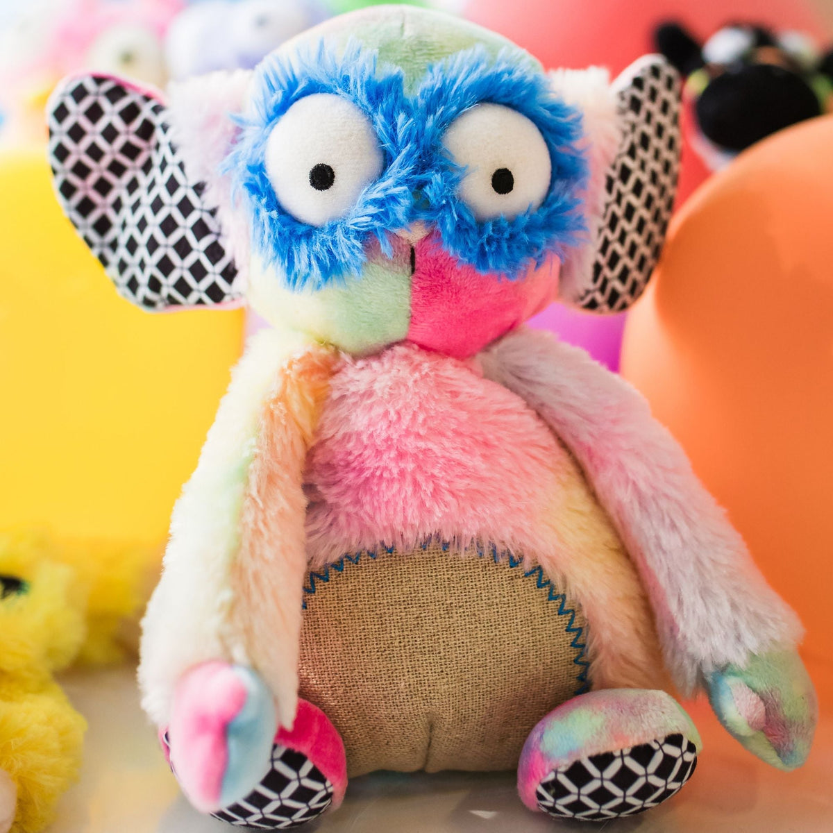 Rainbow Wobby Inklings Baby rainbow plush stuffed toy – LGBTQ inclusive pride baby gift with crinkle ears and belly rattle colorful balloons