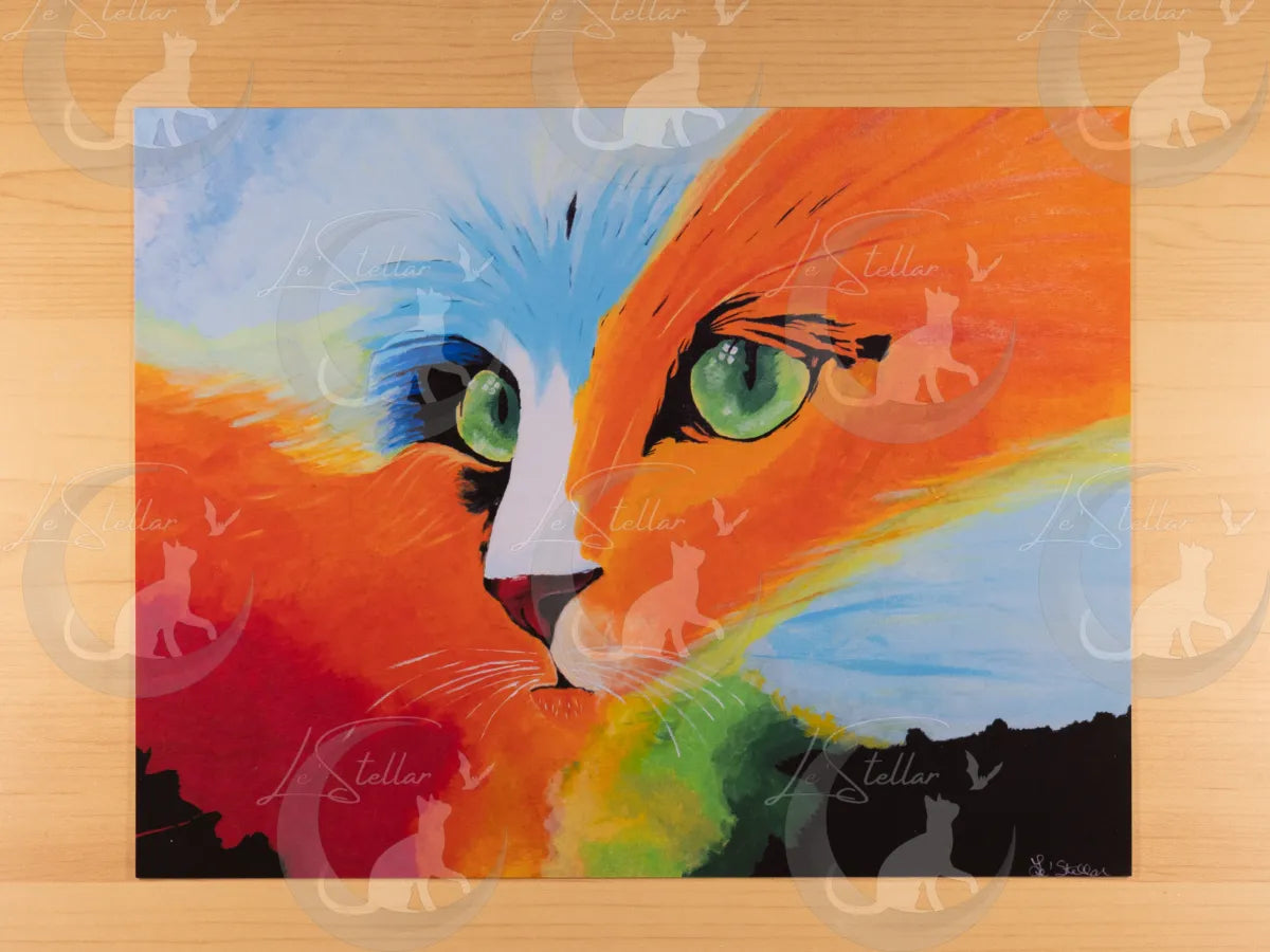 Abstract Cat Painting: Psychedelic Feline Wall Art Print