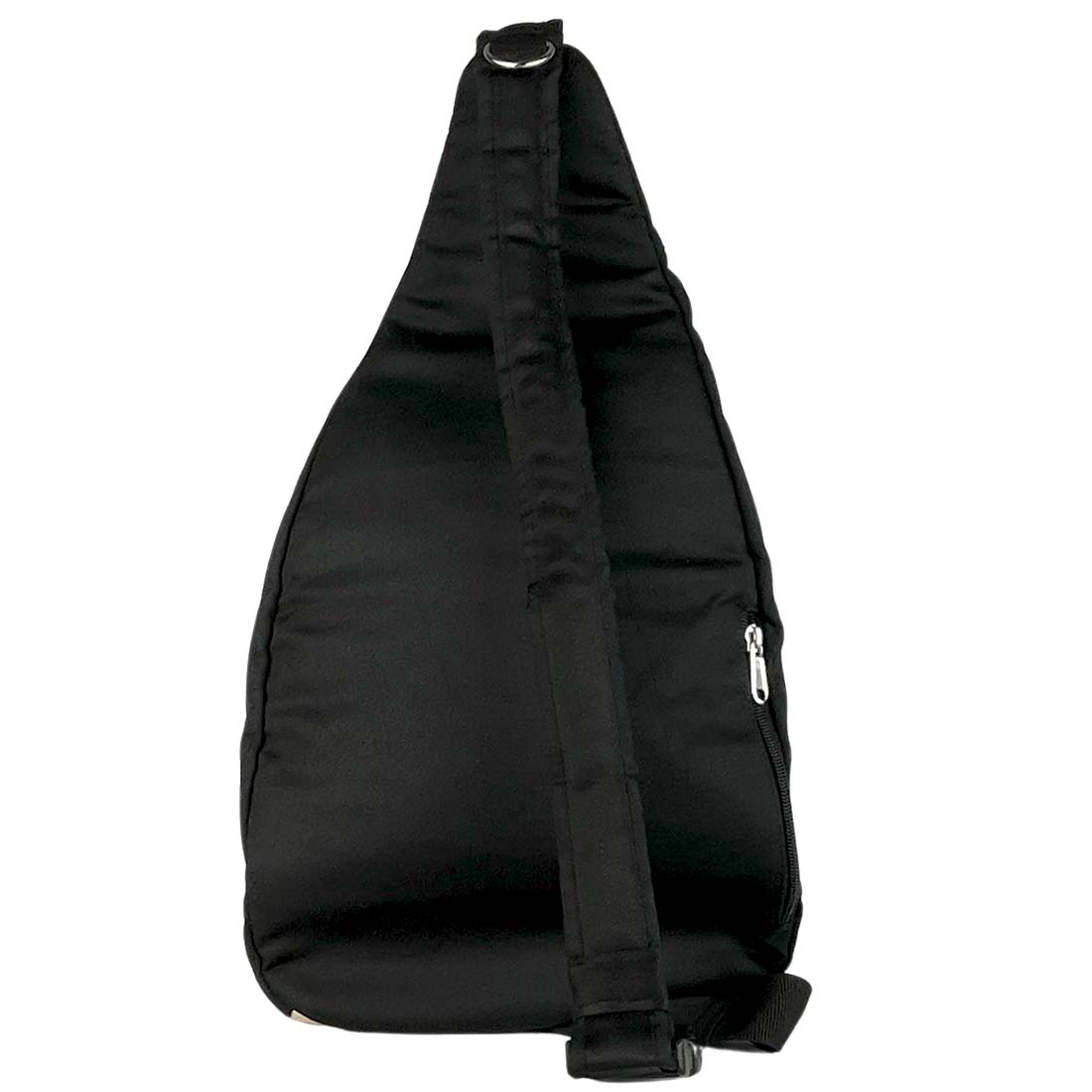 black backside of sling style backpack