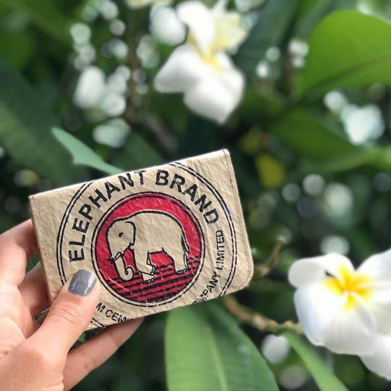 small sustainable cardholder from recycled materials - elephant design