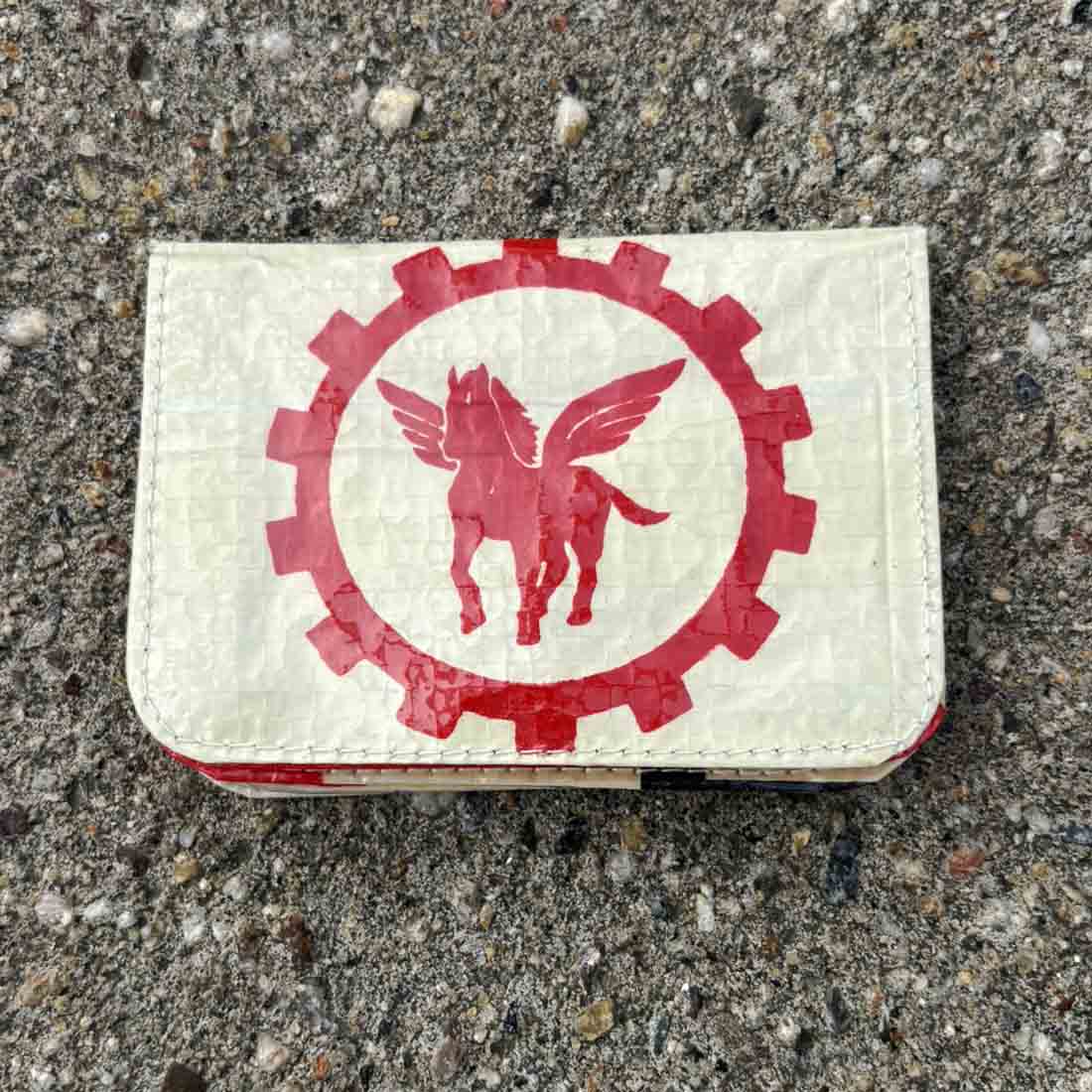 cute recycled cardholder wallet with red pegasus design