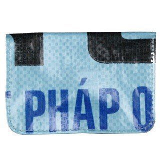 recycled feed bag cardholder - lite blue