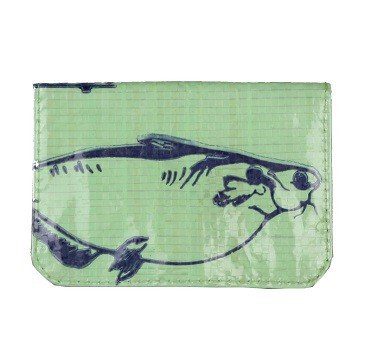 recycled feed bag cardholder - lite green