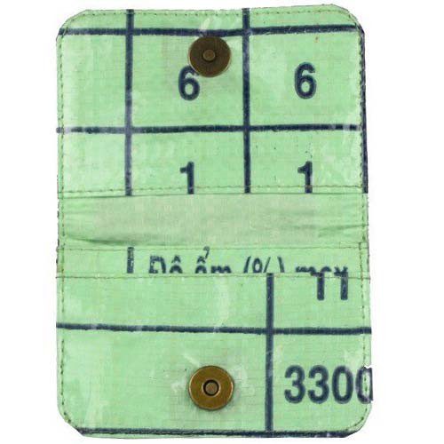 recycled feed bag cardholder - lite green